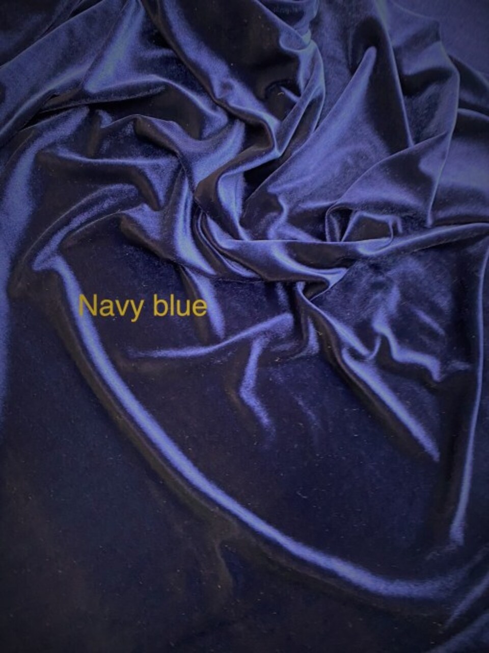 1 Yard Deep Navy Blue Stretch Velvet Fabric with Soft Finish and Elegant Drape 58/60 Inch Width
